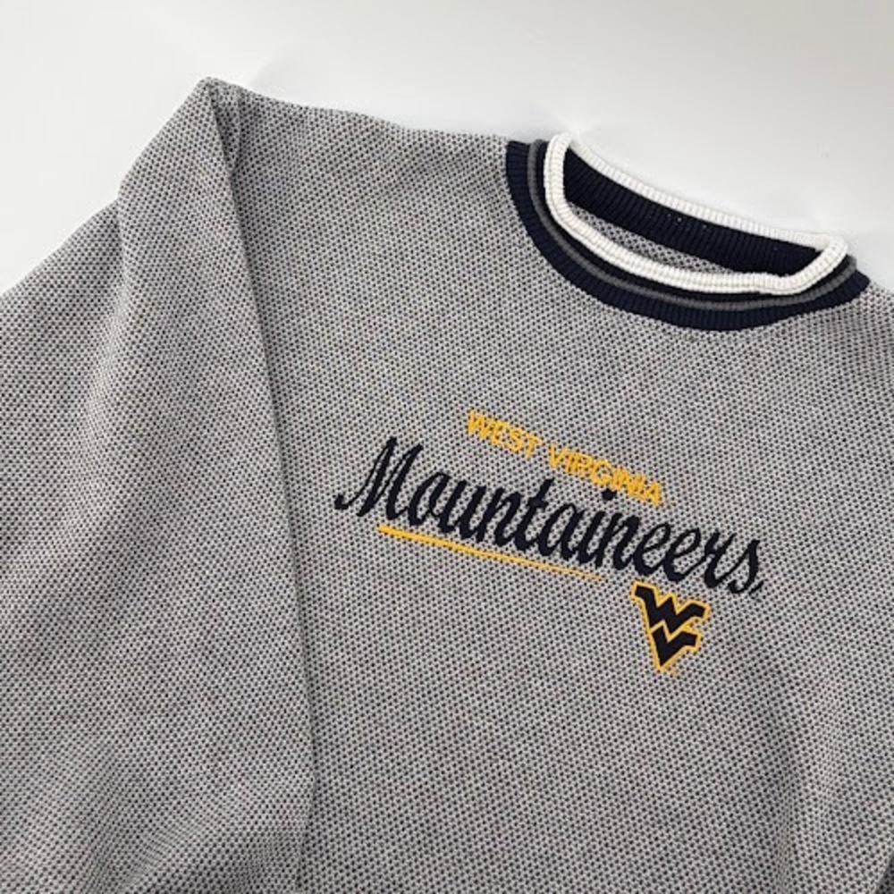 West Virginia Mountaineers Sweater Mens Medium Gray Red Oak NCAA College